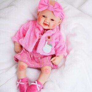 16 inch Realistic Full Body Silicone Open Eyes Newborn ivory White Baby Girl